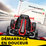 Kart électrique pour enfants moteur 2 x 150W batterie 24 V 120 x 76 x 53,5 cm rouge