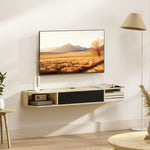 Meuble TV suspendu, meuble télé pour téléviseur jusqu'à 50 pouces, tiroir rabattable 2 étagères 120x24x16cm noir