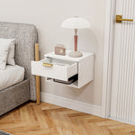 Lot de 2 tables de chevet suspendues, tables de nuit murales avec tiroir et niche, moderne, 40x34x29cm, blanc