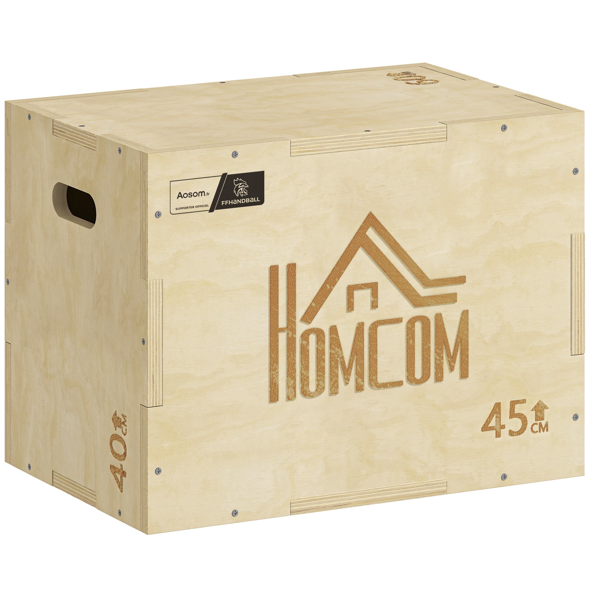 3-in-1 Plyometrie-Sprungbox - Zusammenarbeit .fr x FFHandball - Sprungbox für Kraftsport und Fitness aus Holz