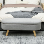 Banc banquette bout de lit coffre de rangement 2 en 1 en tissu avec pieds en bois 110l x 40P x 43H cm gris clair