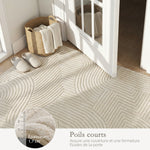 Tapis salon 200 x 140 cm, tapis à poils épais géométrique, moelleux et antidérapant, crème