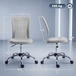 Chaise de Bureau Ergonomique, Fauteuil de Bureau, Hauteur Réglable, Piètement Chromé, Pivotant 360°, Revêtement Maille, Gris