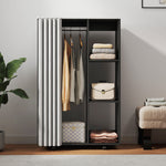 Armoire penderie vêtement dressing mobile 4 roulettes tringle à vêtements et étagères ouvertes 80 x 40 x 128 cm noir