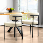 Juego de 2 sillas de comedor con respaldo de tela y patas de acero 51 x 51 x 76 cm beige negro