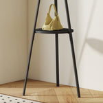 Porte-manteau trépied design contemporain branches étagère + 9 patères dim. 45L x 45l x 180H cm métal noir