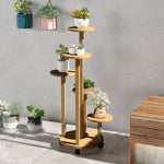 Étagère à plantes en bambou étagères rondes à fleurs support de pots de fleurs 5 niveaux bois naturel