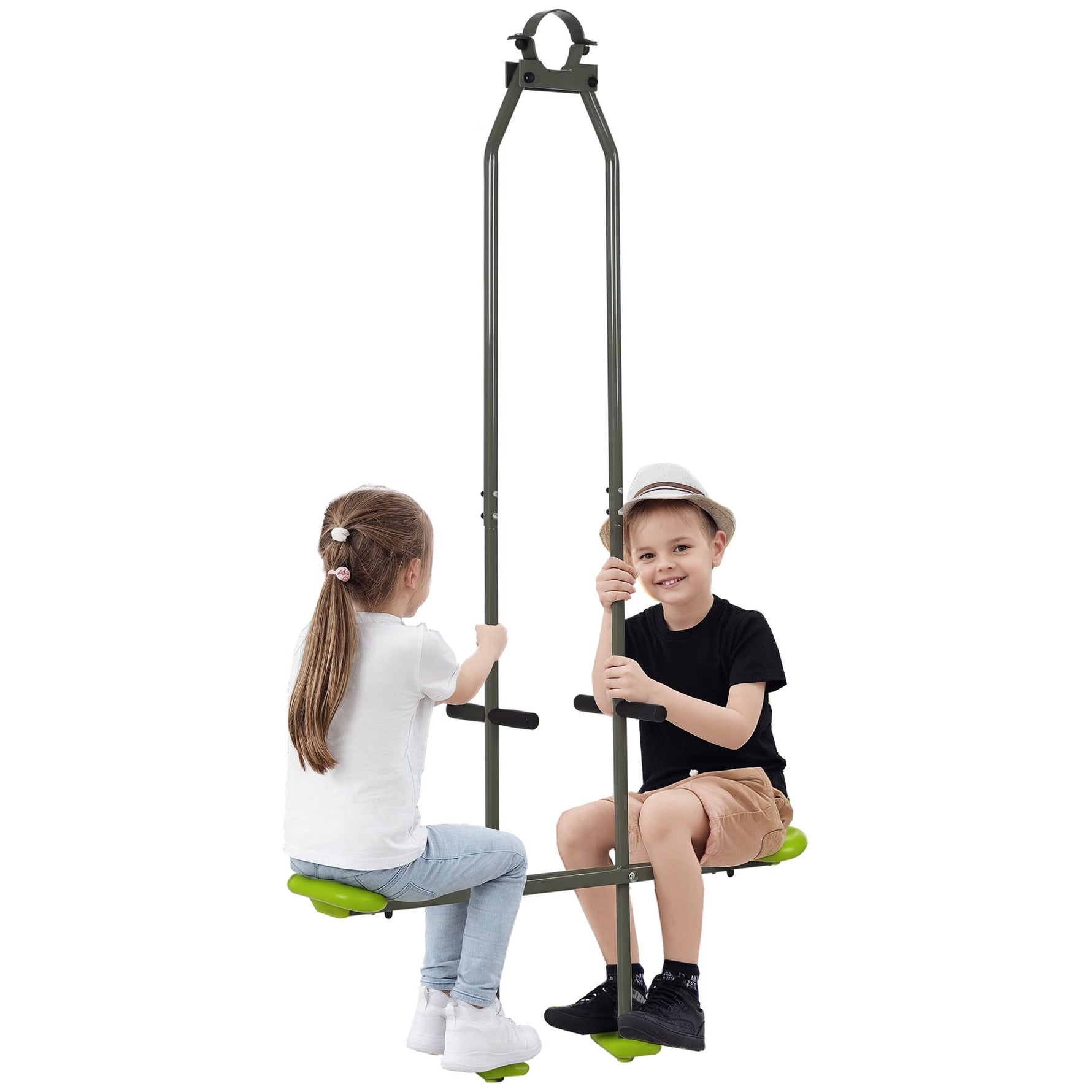 Balançoire agrès vis-à-vis pour les enfants en acier et plastique pour portique - 3 à 6 ans 97,5 x 23 x 170 cm vert