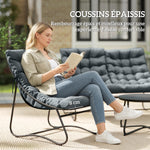Salon de Jardin 4 Pièces avec Coussins Épais 8cm Ensemble Mobilier Extérieur en Acier et Textilène Respirant Gris