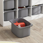 Children's toy storage unit with 6 removable bins, 3 storage levels, 96 x 38.5 x 90, grey