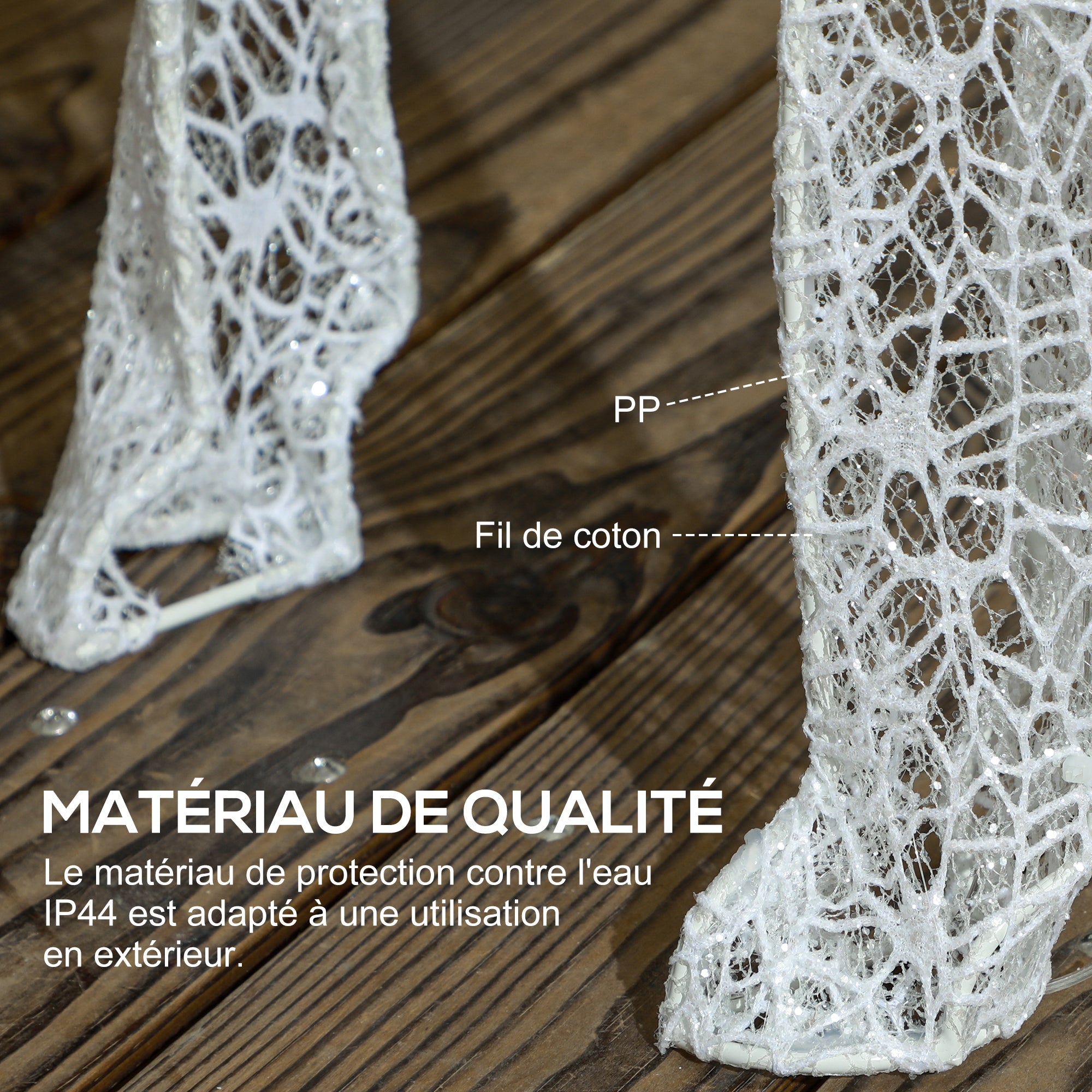 Renne et traîneau lumineux de Noël avec 170 LED blanc chaud, décoration de Noël pour intérieur et extérieur, 50x29x42cm