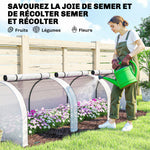 Mini Serre de Jardin Serre à tomates 3L x 1l x 0,8H m Acier PE Haute densité 140 g/m² Anti-UV 3 fenêtres Blanc