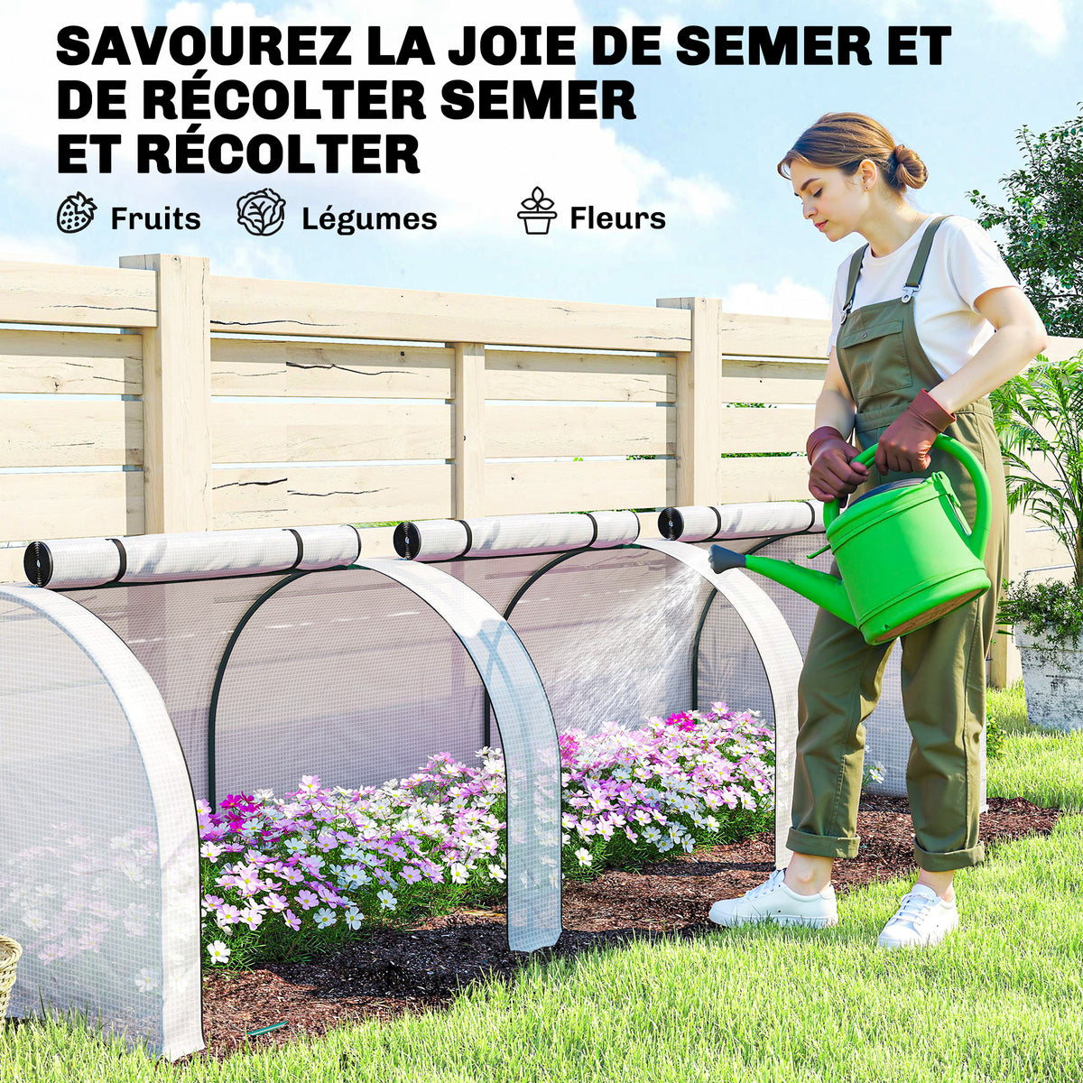 Mini Serre de Jardin Serre à tomates 3L x 1l x 0,8H m Acier PE Haute densité 140 g/m² Anti-UV 3 fenêtres Blanc