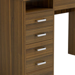 Bureau Informatique avec 5 Tiroirs, 110 x 50 cm, Bureau avec Rangement, Étagère Ouverte, Tiroir Verrouillable, Noyer