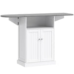 Ironing cabinet on wheels, ironing board with foldable ironing surface, 131 x 37 x 89.5 cm, white