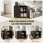 Armario de oficina de 2 niveles, mueble de almacenamiento de oficina con 2 puertas, cerraduras y llaves, 80x40x80cm, negro