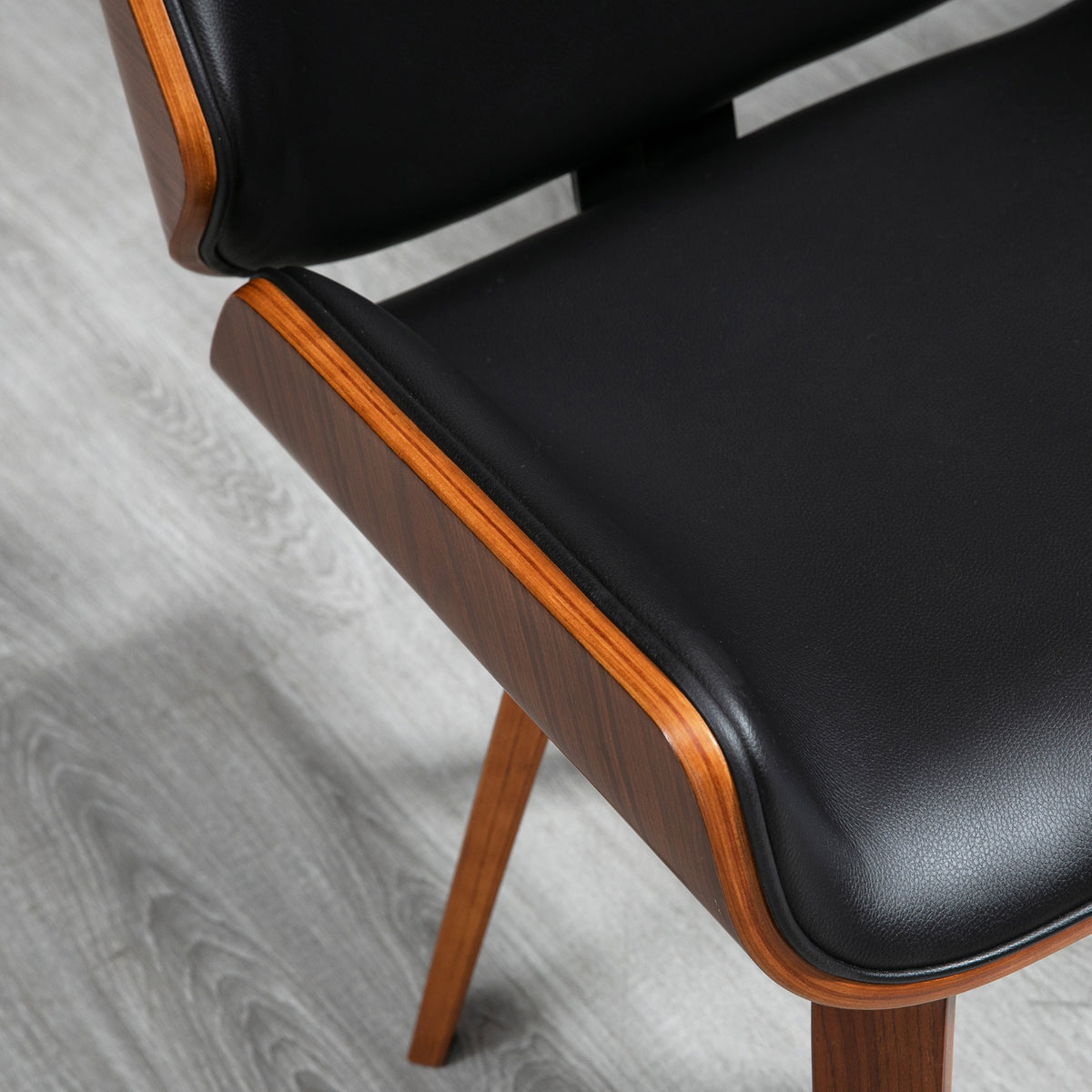 Set di 2 sedie da pranzo stile vintage seduta rivestimento sintetico 53l x 54P x 81H cm nero marrone