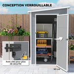 Tuinhuisje 1,54 m² voor gereedschap, afsluitbare deur, ventilatie en raam, afm. 122L x 149B x 192/177H cm, grijs