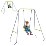2-in-1 baby swing set with 5-point safety harness for indoor and outdoor use, green