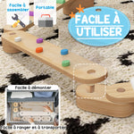 Viga de equilibrio de madera para niños de 3 a 8 años con piedras de obstáculos coloridas, interior y exterior