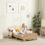 Lit enfant 70x140 cm avec barrières de sécurité thème d'ours pour garçons, filles, âgés de 3 à 6 ans, bois naturel