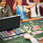 Mallette de Poker Coffret de Poker Complet avec 500 jetons 5 dés 2 Jeux de Cartes 3 boutons 1 Tapis en Feutre