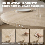 Tavolo da pranzo rotondo per 4-6 persone, Ø 120 x 75 cm, tavolo da cucina con robusta base a listelli, legno naturale
