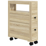 Badezimmer-Aufbewahrungsmöbel auf Rollen WC-Schrank Toilettenregal offenes Regal 2 Schubladen 16 x 52 x 71,5 cm Eiche