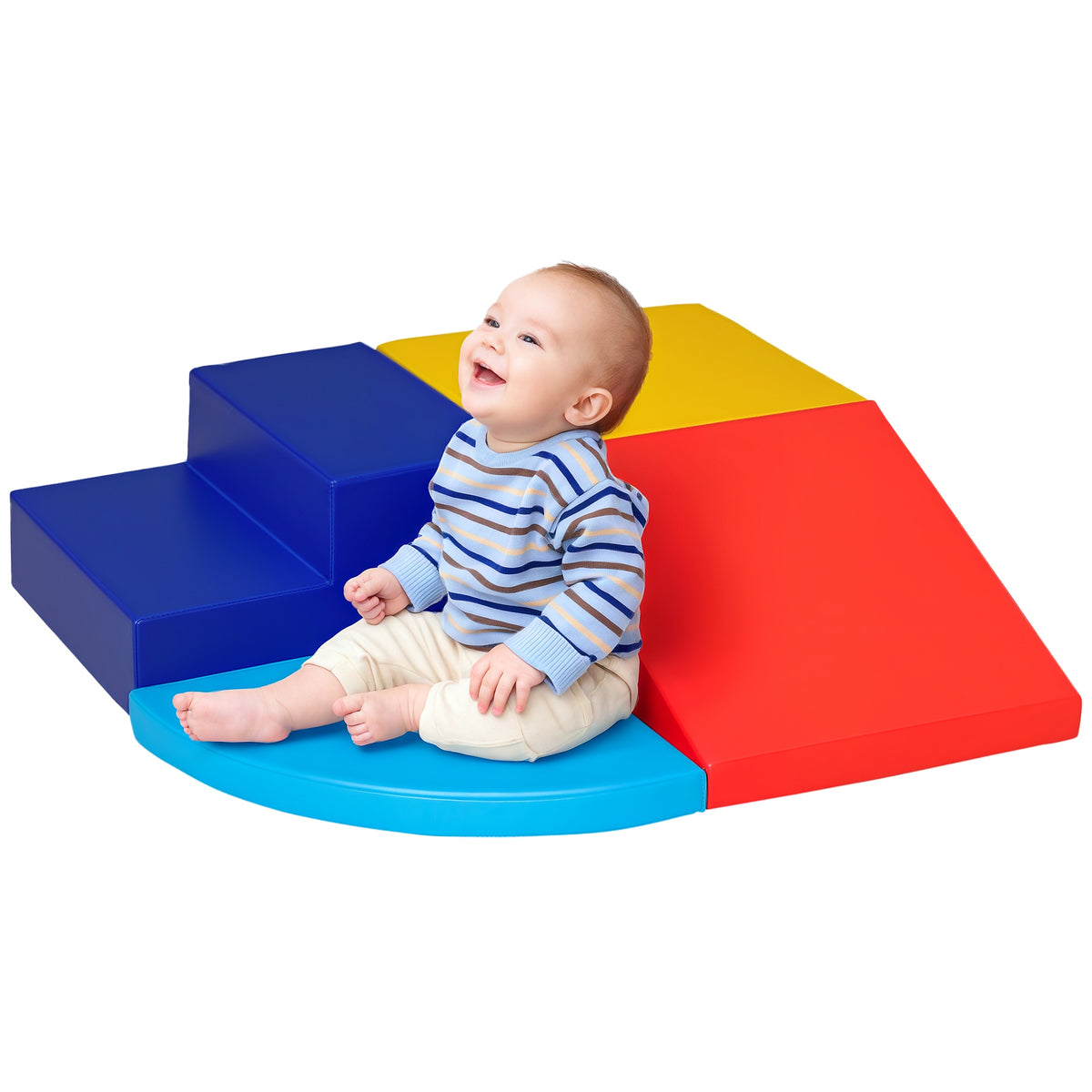 4 blocchi da costruzione XL - moduli per la motricità - giocattoli educativi - percorso motorio per bambini in schiuma EPE poliuretanica, blu, giallo, rosso