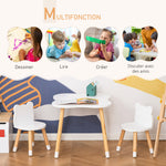 Ensemble table et chaises enfant design scandinave motif ourson bois pin MDF blanc