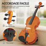 Violon 4/4 ensemble de violon en bois massif pour adultes et débutants avec étui léger et portable 60 x 21 cm marron