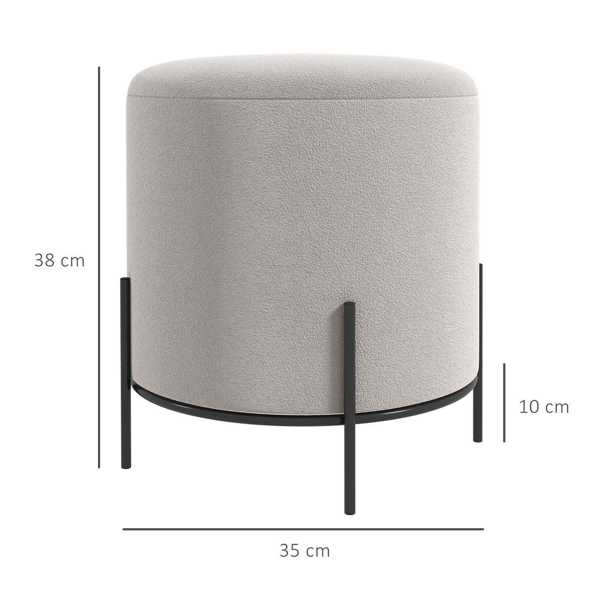 Lot de 2 poufs ottoman tabouret pouf repose-pied en velours pieds en acier pour salon chambre Ø 35 x 38 cm gris clair