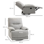 Sillón de relax reclinable manualmente con reposapiés ajustable, tejido efecto lino gris claro