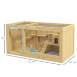 Cage Hamster Habitat pour Rongeurs Souris Plusieurs Niveaux Plateformes Échelle Balançoires 100 x 50 x 50 cm Naturel