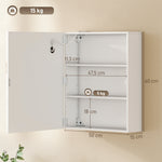 Armoire murale salle de bain avec miroir et éclairage LED, anti-buée, étagères réglables, 50 x 15 x 60 cm, blanc