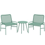 Salon de Jardin Extérieur 3 Pièces en Résine Tressée et Acier, Table de Jardin Ronde avec 2 Chaises, 58x67x75cm, Vert