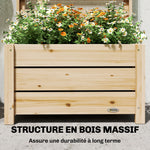 Jardinière avec treillis, bac à fleurs avec brise-vue, trou de drainage et doublure intérieure, 60 x 39 x 120 cm, bois naturel