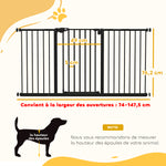 Barrière de sécurité animaux porte fermeture automatique système de double verrouillage sans perçage 3 extensions noir