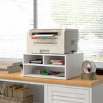 Organiseur bureau aspect blanc avec 3 compartiments fournitures support d'imprimante 47 x 40 x 22,5 cm