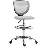 Chaise de bureau ergonomique en maille, chaise de dessin, hauteur et repose-pieds réglable, 59 x 59 x 106-126 cm, gris