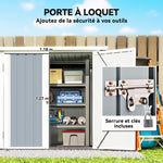 Abri de Jardin cabane de jardin 1,09 m² 2 Portes verrouillables 147 x 86 x 134 cm tôle d'acier Gris clair Blanc