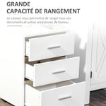 Caisson de Bureau Rangement Bureau sur Roulettes 3 Tiroirs Verrouillables 40 x 40 x 61,5 cm Blanc