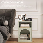 Lot de 2 tables de chevet, table de nuit avec compartiments ouverts, design arqué, 40 x 30 x 60 cm, vert clair