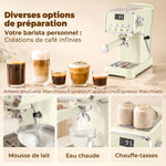 Machine à Expresso avec Buse Vapeur à Mousse de Lait, Cafetière 20Bars, Réservoir d'Eau Amovible 1,2 L, Crème