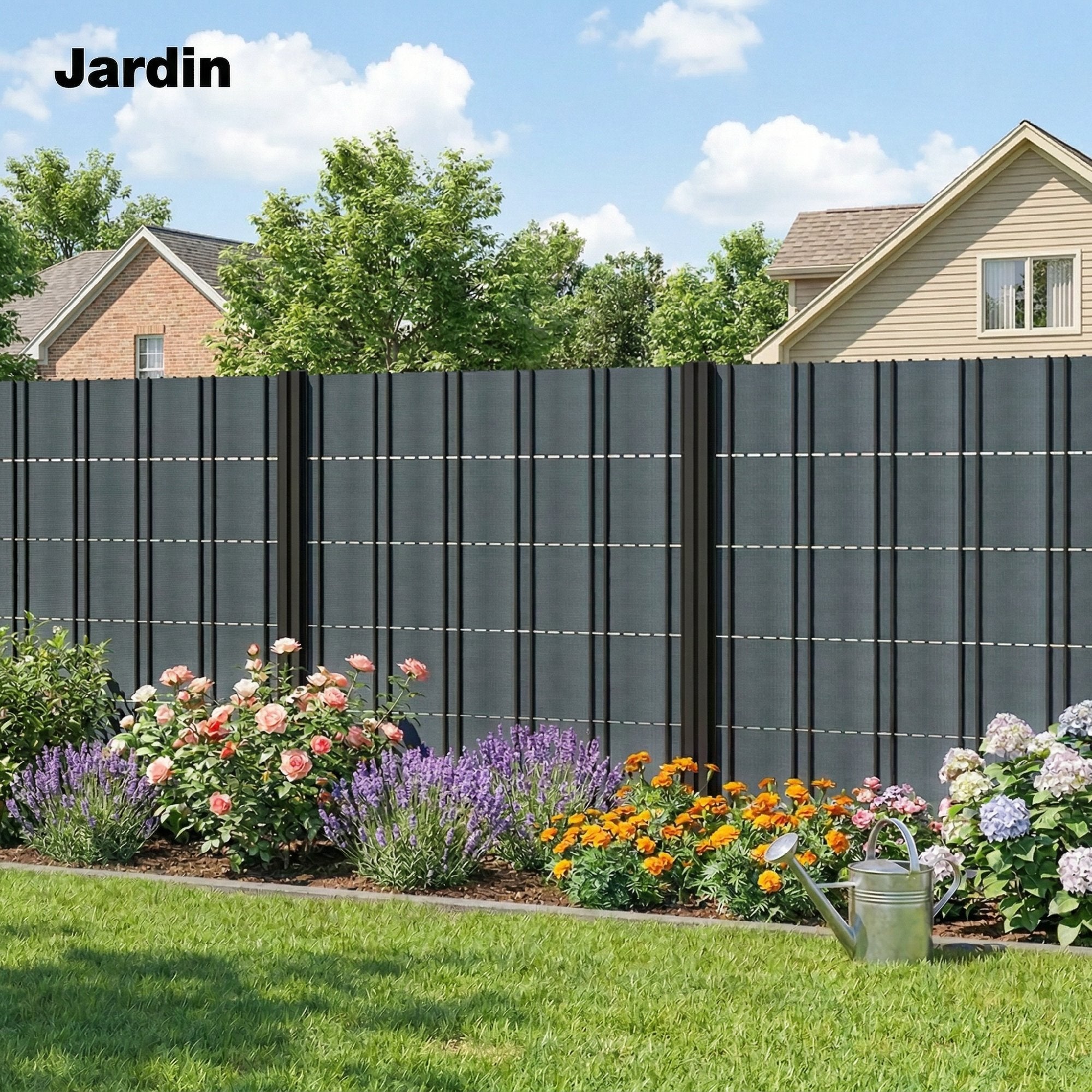 PVC Privacy Screen Roll 140m Privacy Strip 450g/m² 120 Mounting Clips Waterproof Grey