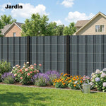 Brise-vue PVC Rouleau Occultant 140m Bande de Protection Visuelle 450g/m² 120 Clips de Fixation Imperméable Gris