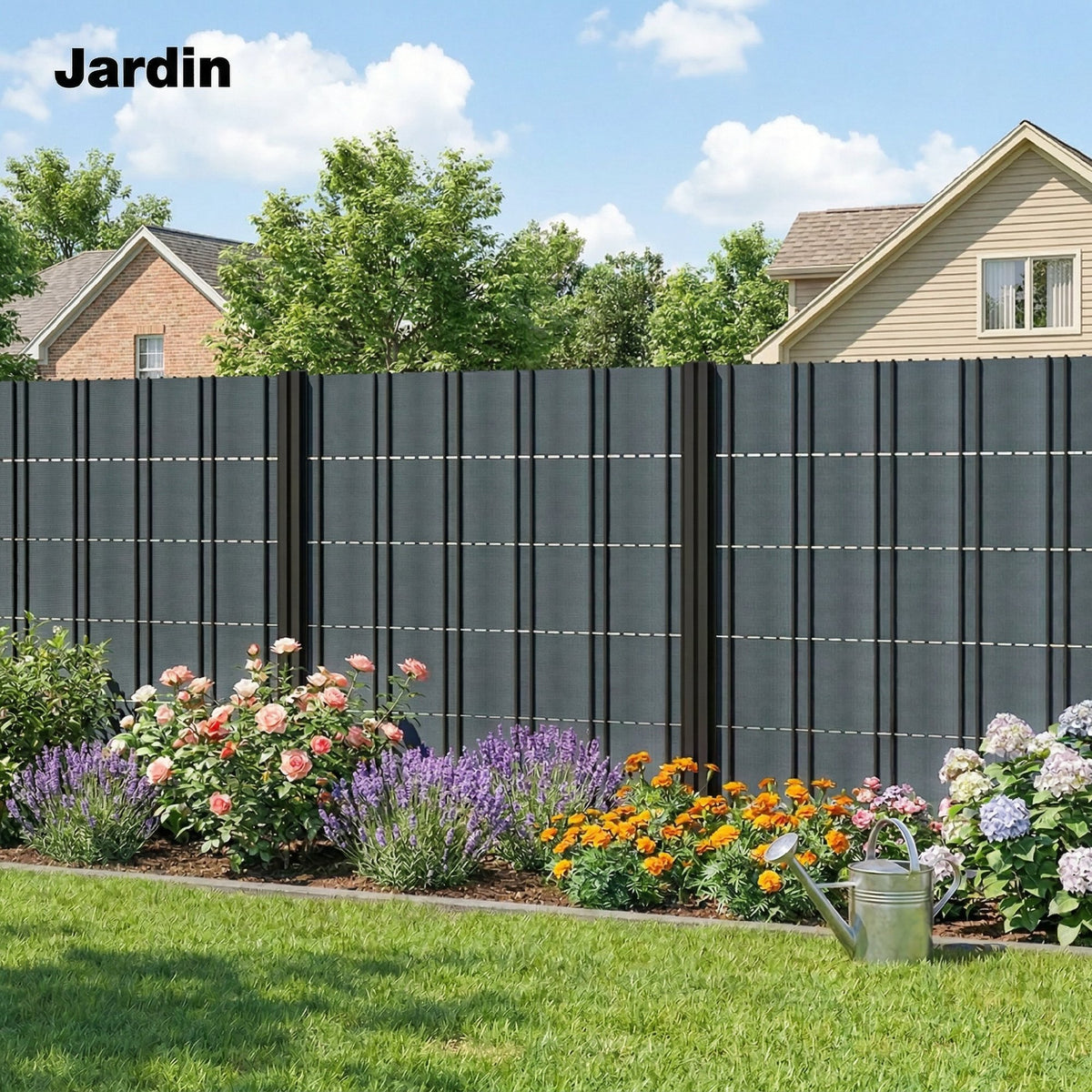 Brise-vue PVC Rouleau Occultant 140m Bande de Protection Visuelle 450g/m² 120 Clips de Fixation Imperméable Gris