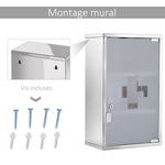 Armoire à pharmacie murale à 3 niveaux en acier inoxydable avec porte verrouillable en verre avec 2 clés