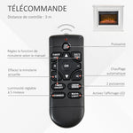 Cheminée électrique Grande Taille 2000 W Effet Flammes LED minuterie température luminosité réglables télécommande fournie Blanc