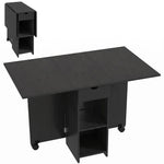 Klapptisch, ausziehbarer Küchentisch für 2 bis 4 Personen, 2 Klappflügel, 120 x 72 x 75 cm, Schwarz